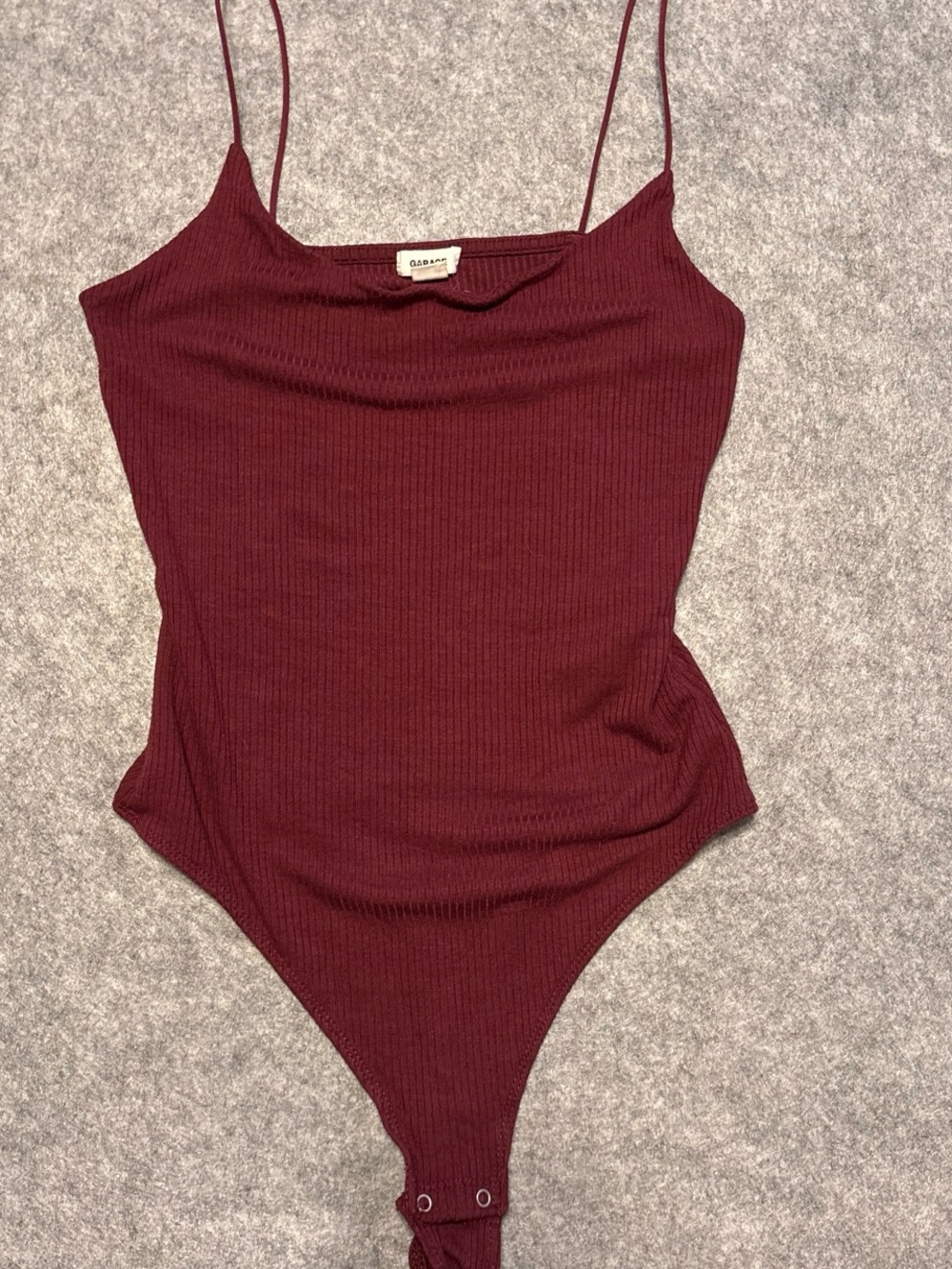 Garage Burgundy Ribbed Spaghetti-Strap One-Piece Bodysuit